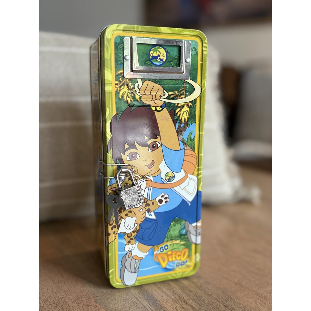 NEW VTG Go Diego Go Animal Rescuer Metal/Tin Toy Locker Piggy Bank 2006 Nick Jr